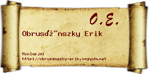 Obrusánszky Erik névjegykártya